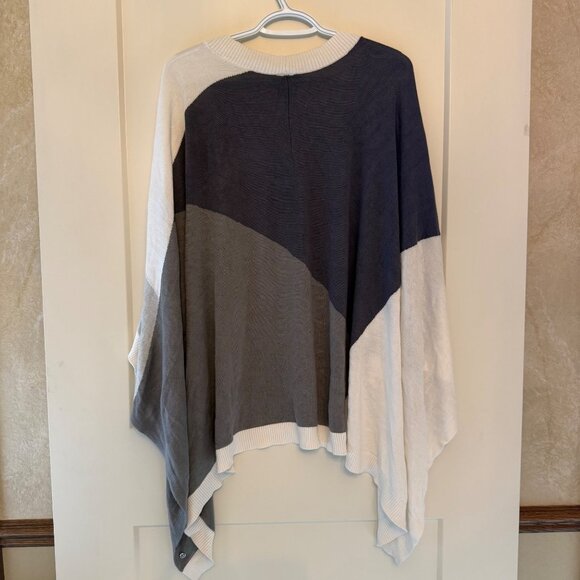 Lululemon OS Colorblock Open Front Poncho With Ribbed Trim Viscose Blend Lightwe - Picture 4 of 5